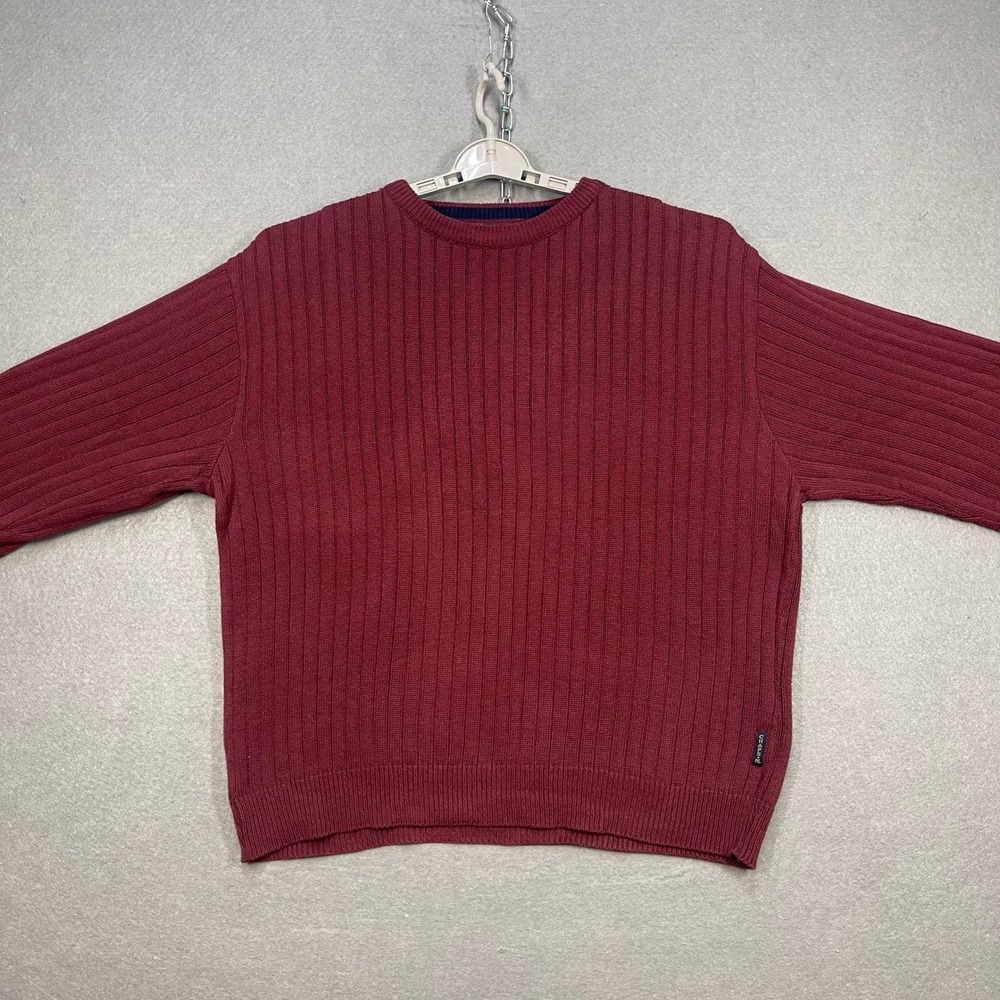 VTG CHAPS Ralph Lauren Sweater Mens Medium Red Cotton Knit Crewneck Made in USA